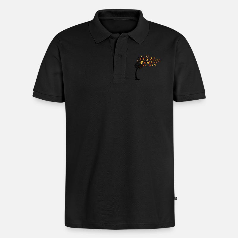 Herbst baum blätter - Männer Premium Bio Polo Shirt - Schwarz