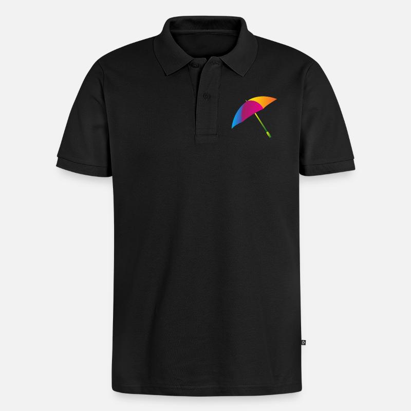 Regenbogen Regenschirm - Männer Premium Bio Polo Shirt - Schwarz