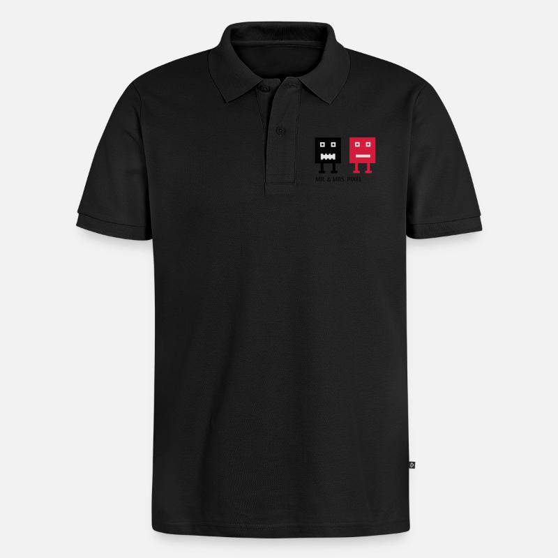 Mr & Mrs Pixel - Männer Premium Bio Polo Shirt - Schwarz