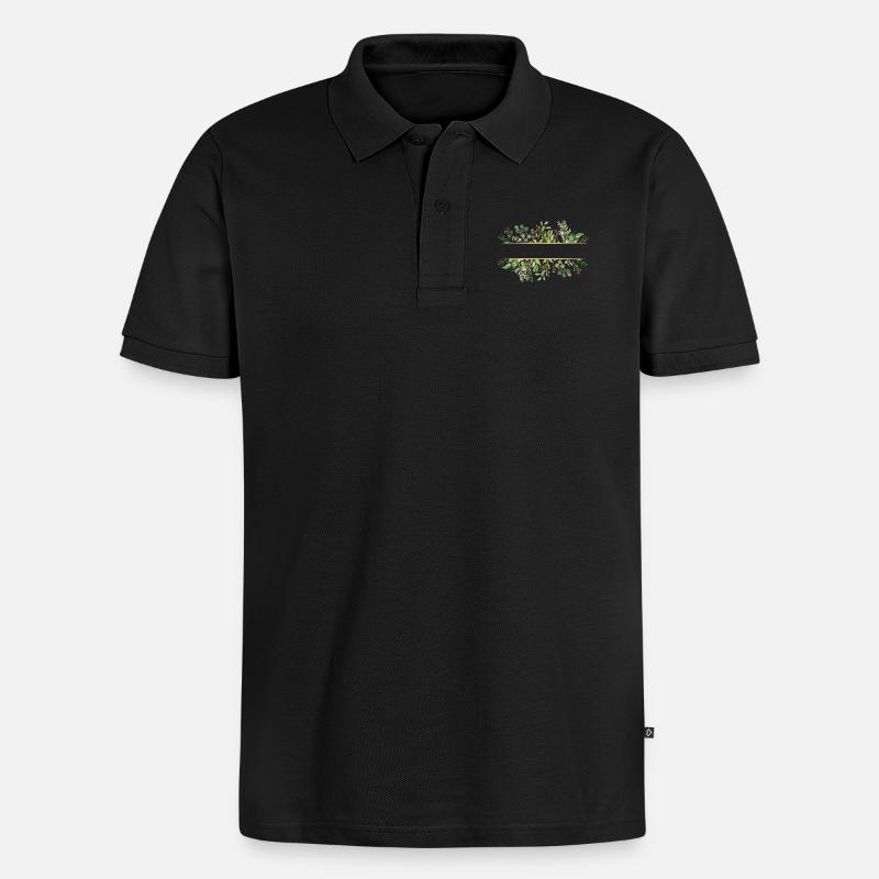 Leaf frame - Männer Premium Bio Polo Shirt - Schwarz