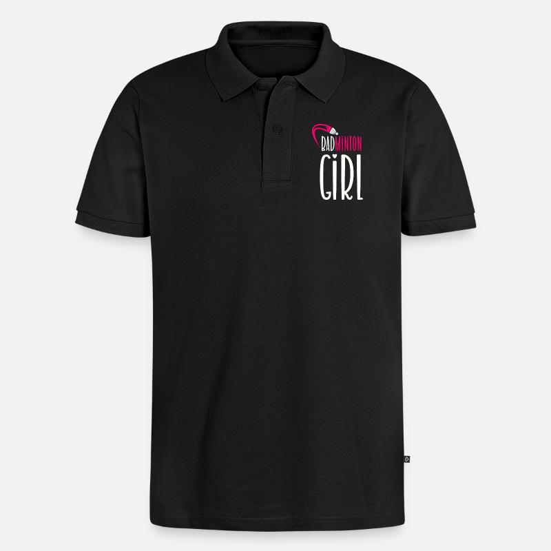 Badminton Mädchen - Männer Premium Bio Polo Shirt - Schwarz