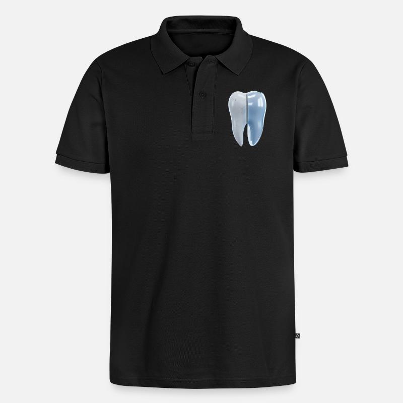 gesunder-kaputter-zahn-vorher-nachher-3d - Männer Premium Bio Polo Shirt - Schwarz