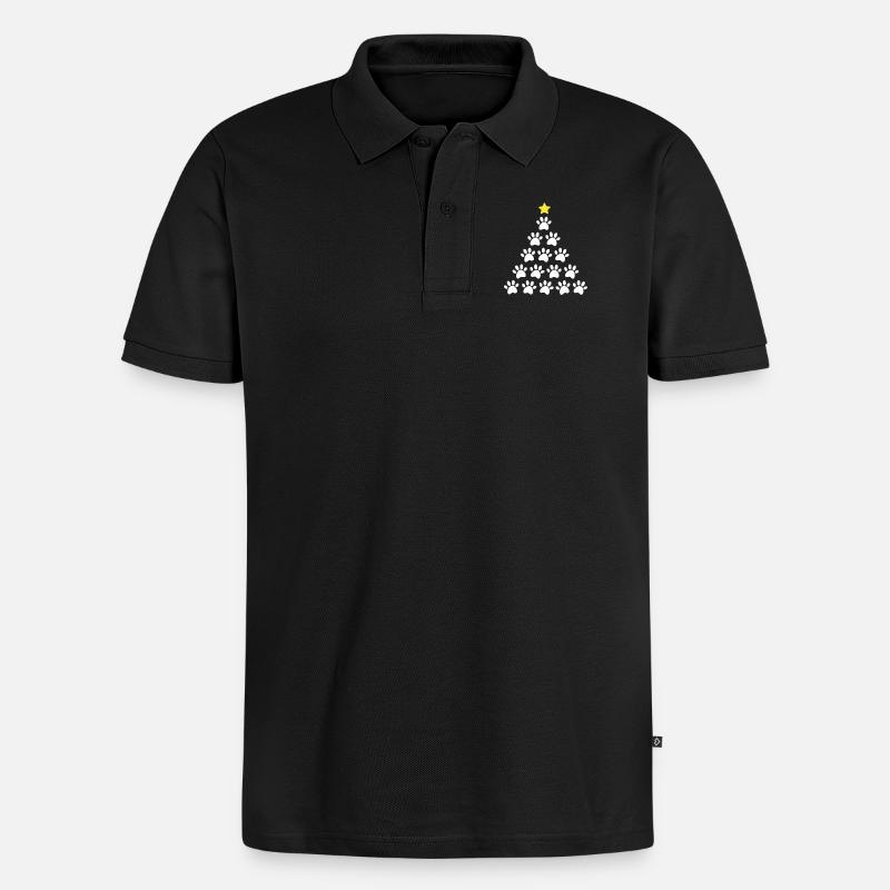 Weihnachtsbaum Pfote - Männer Premium Bio Polo Shirt - Schwarz
