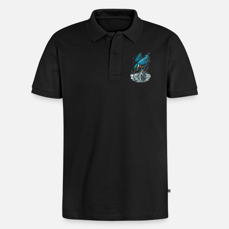 Eisvogel im Einsatz - Männer Premium Bio Polo Shirt - Schwarz