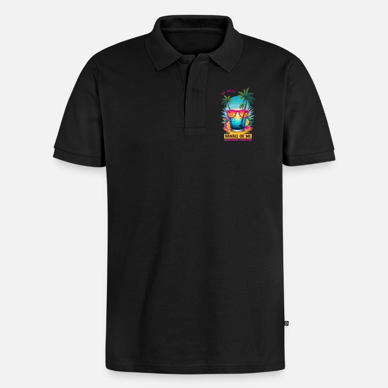Er sagte: Hawaii oder ich - Männer Premium Bio Polo Shirt - Schwarz