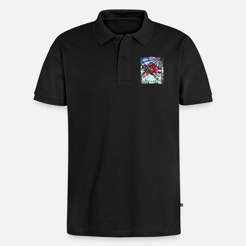Psychedelic Power - Männer Premium Bio Polo Shirt - Schwarz