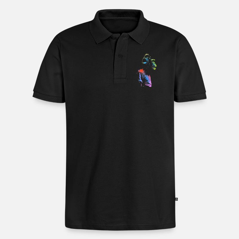 Affe mit Kopfhörern 🎧 - Männer Premium Bio Polo Shirt - Schwarz