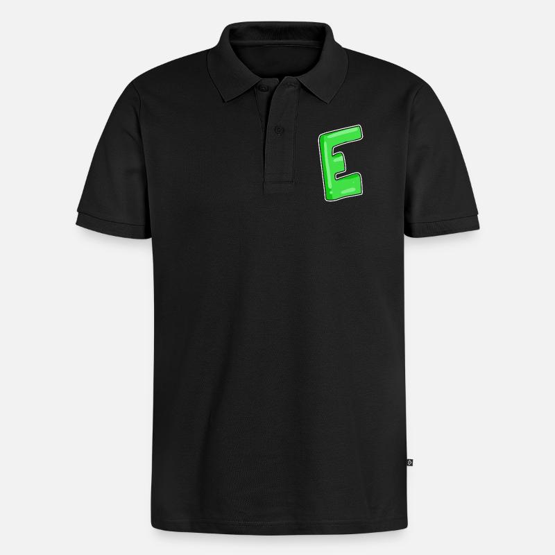 Buchstabe E Anfangsbuchstabe - Männer Premium Bio Polo Shirt - Schwarz