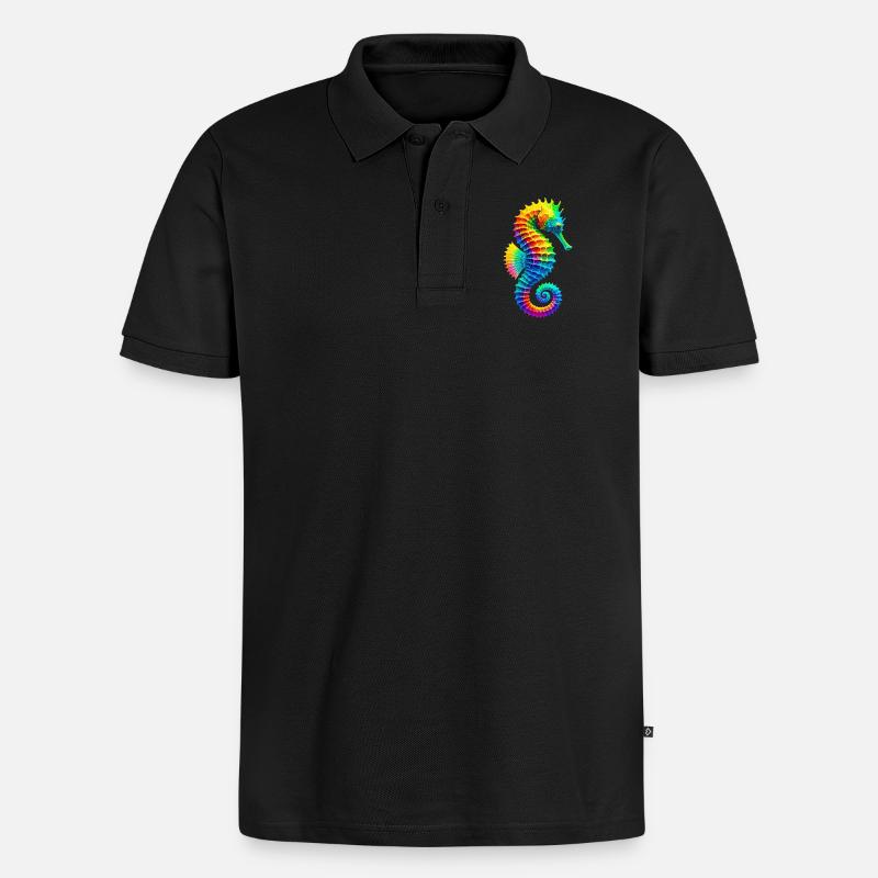 Seepferdchen - Männer Premium Bio Polo Shirt - Schwarz