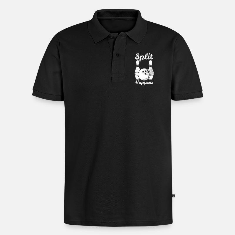 Bowling Split - Männer Premium Bio Polo Shirt - Schwarz