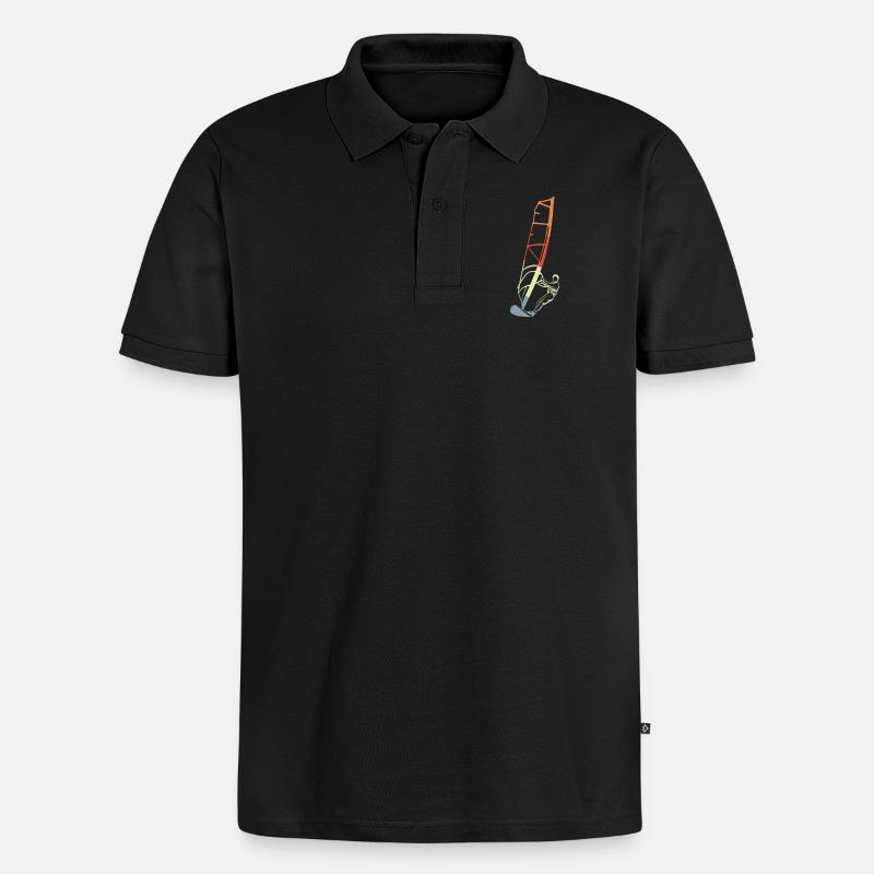 Lustiger Windsurfer Junge - Männer Premium Bio Polo Shirt - Schwarz
