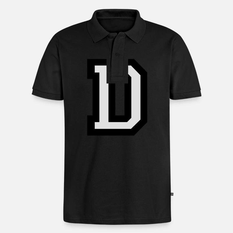 Buchstabe D - Männer Premium Bio Polo Shirt - Schwarz