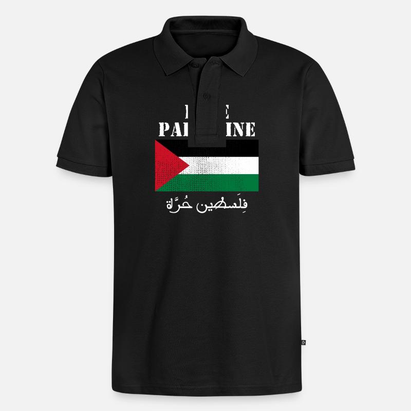 Drapeau de Palestine libre - Polo bio Premium Homme - noir