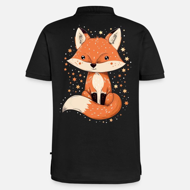 Fuchs mit Sternen - Männer Premium Bio Polo Shirt - Schwarz