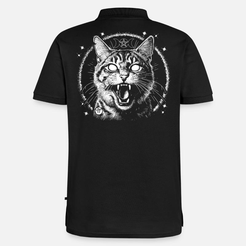 Bewitched Tabby - Männer Premium Bio Polo Shirt - Schwarz