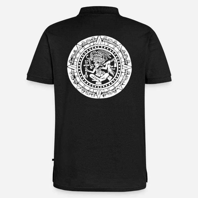 Maya-Kalender - Weiß - Männer Premium Bio Polo Shirt - Schwarz
