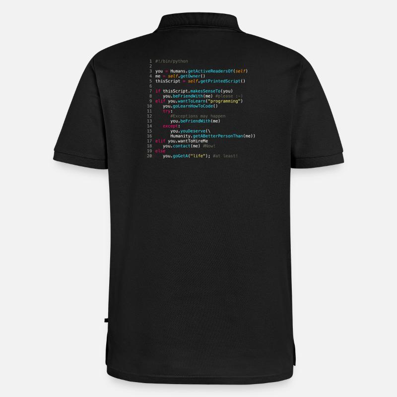 Sei mit Programmierern befreundet (in Python) - Männer Premium Bio Polo Shirt - Schwarz