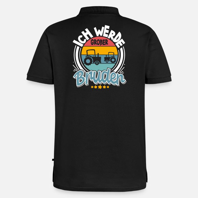 Ich Werde Großer Bruder Traktor - Männer Premium Bio Polo Shirt - Schwarz