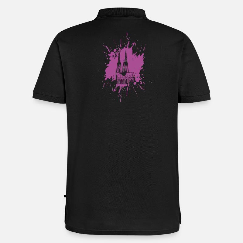 Splash Kölner Dom - Männer Premium Bio Polo Shirt - Schwarz