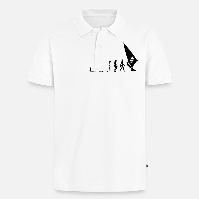 Die Evolution von Windsurfing - Männer Premium Bio Polo Shirt - Weiß