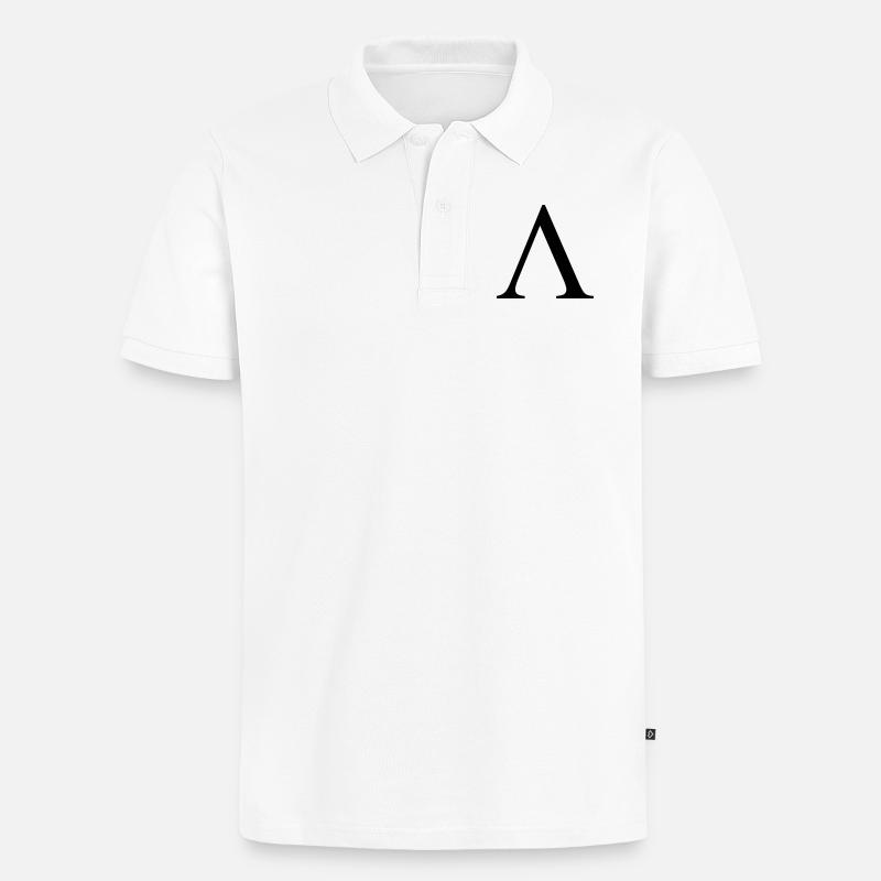 lambda greek - Männer Premium Bio Polo Shirt - Weiß