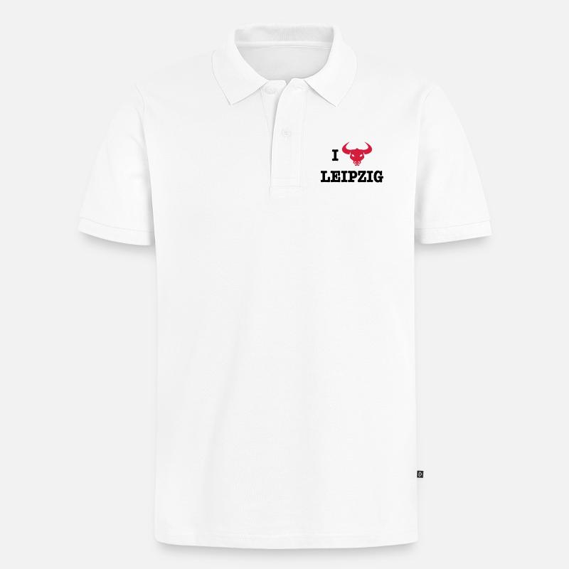 I Love Leipzig - Männer Premium Bio Polo Shirt - Weiß