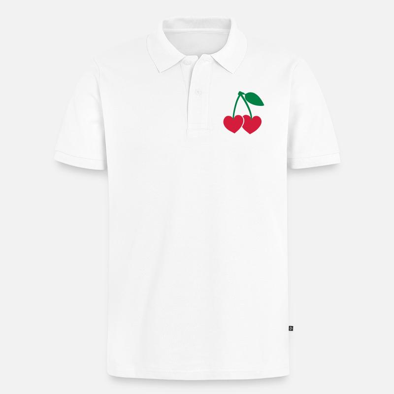 kirschen - Männer Premium Bio Polo Shirt - Weiß