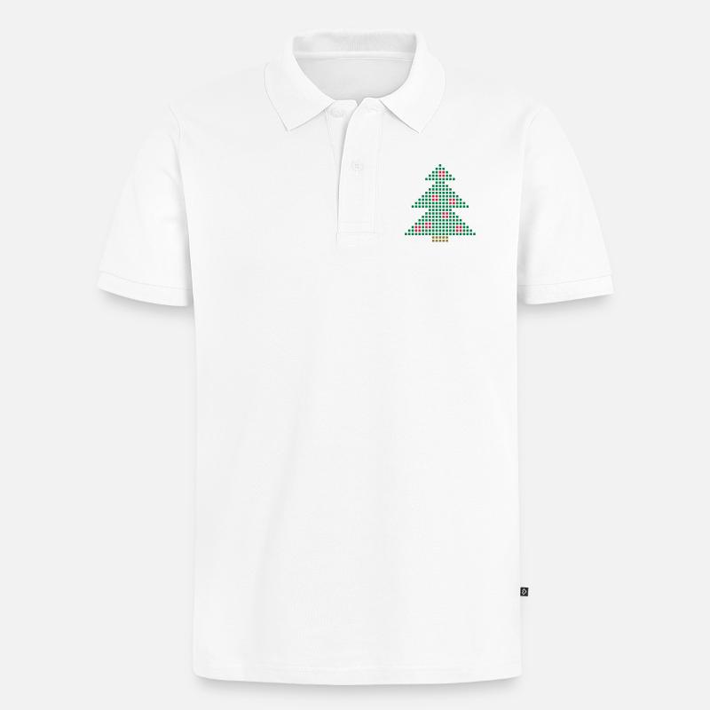 Christmas Tree Pixel - Männer Premium Bio Polo Shirt - Weiß