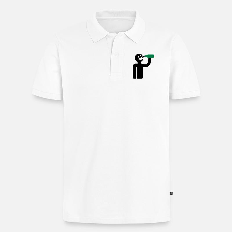 Säufer - Trinker - Männer Premium Bio Polo Shirt - Weiß
