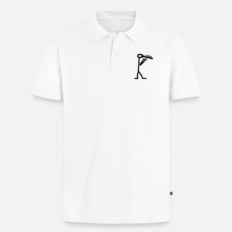 Musikant mit Querflöte - Männer Premium Bio Polo Shirt - Weiß