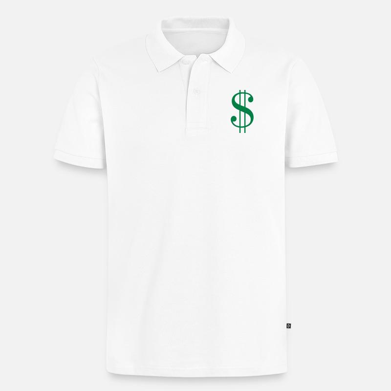 Dollar Zeichen - Männer Premium Bio Polo Shirt - Weiß