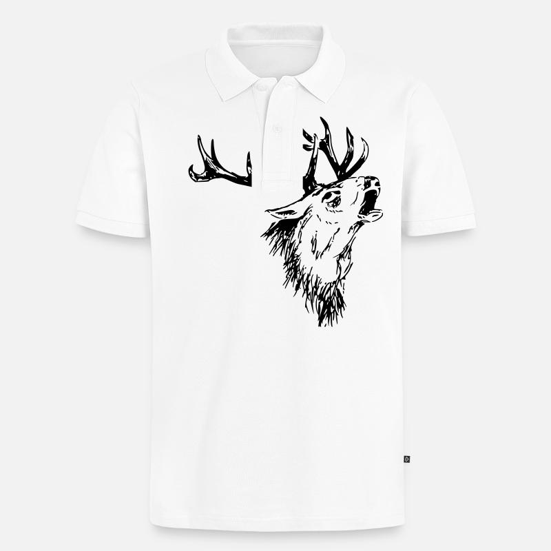 Hirsch - Männer Premium Bio Polo Shirt - Weiß
