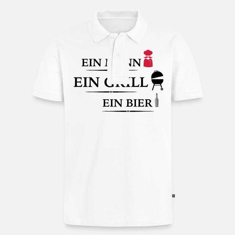 Grill - Männer Premium Bio Polo Shirt - Weiß