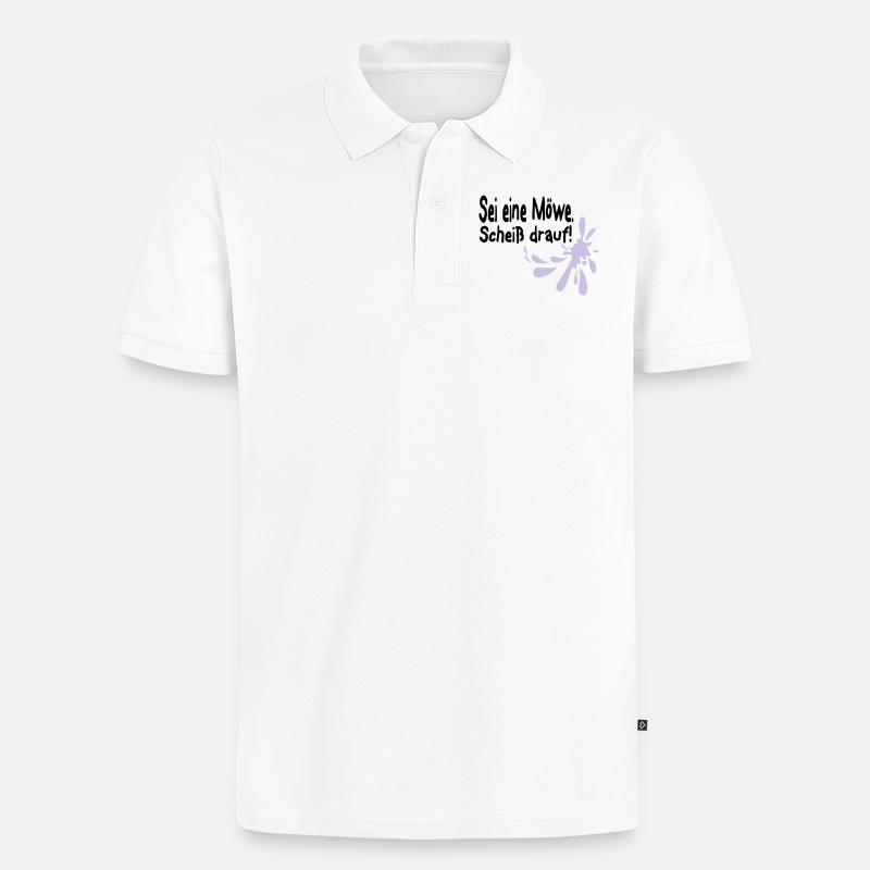 Möwen Scheiß drauf--3 - Männer Premium Bio Polo Shirt - Weiß