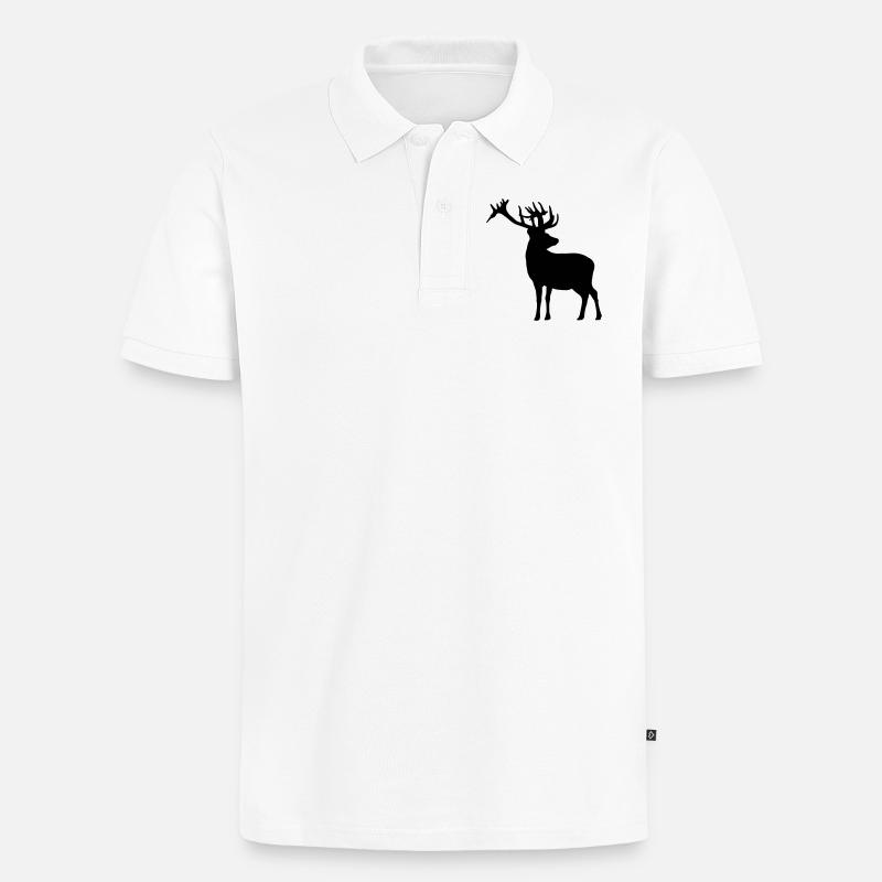 Hirsch - Männer Premium Bio Polo Shirt - Weiß