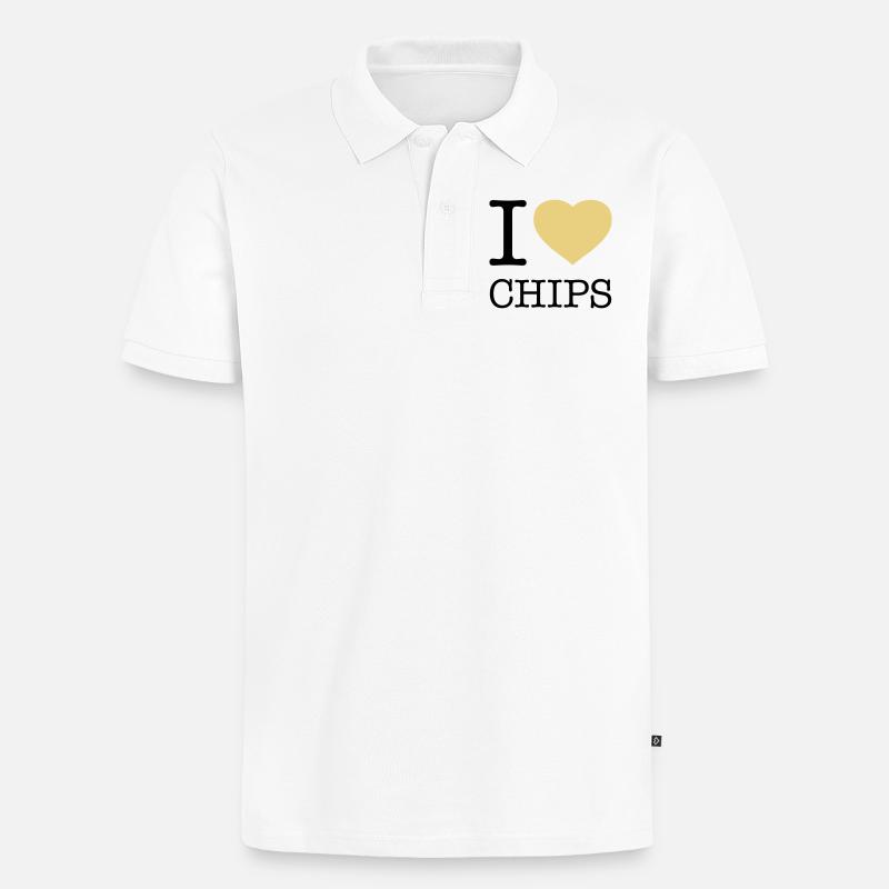 I LOVE CHIPS - Männer Premium Bio Polo Shirt - Weiß