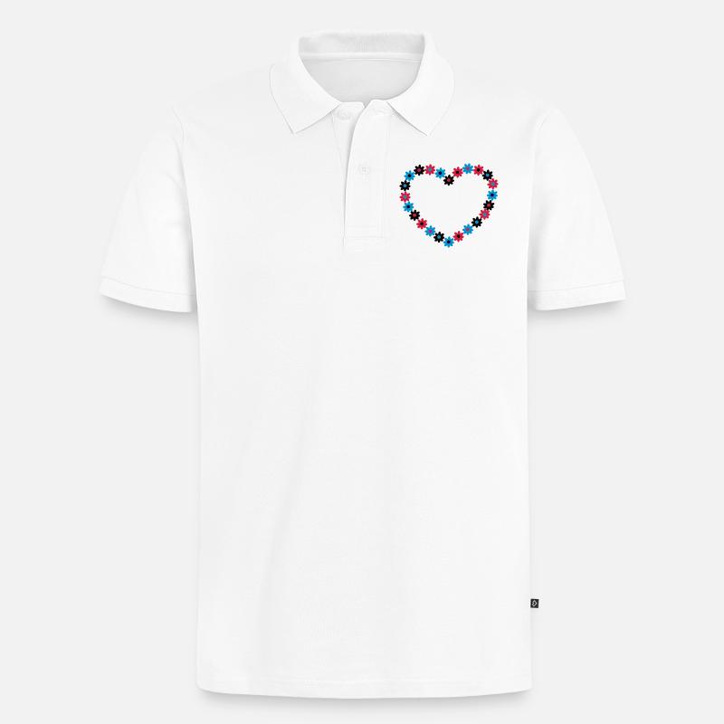 Blume Herz - Männer Premium Bio Polo Shirt - Weiß