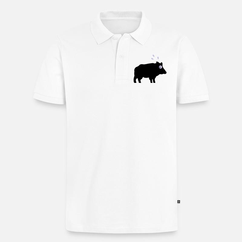 Angstschwitzendes Wildschwein - Männer Premium Bio Polo Shirt - Weiß