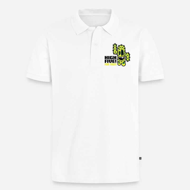 kaktus comic - Männer Premium Bio Polo Shirt - Weiß