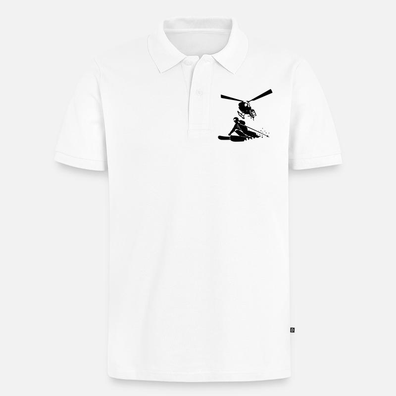 Heliskiing - Männer Premium Bio Polo Shirt - Weiß