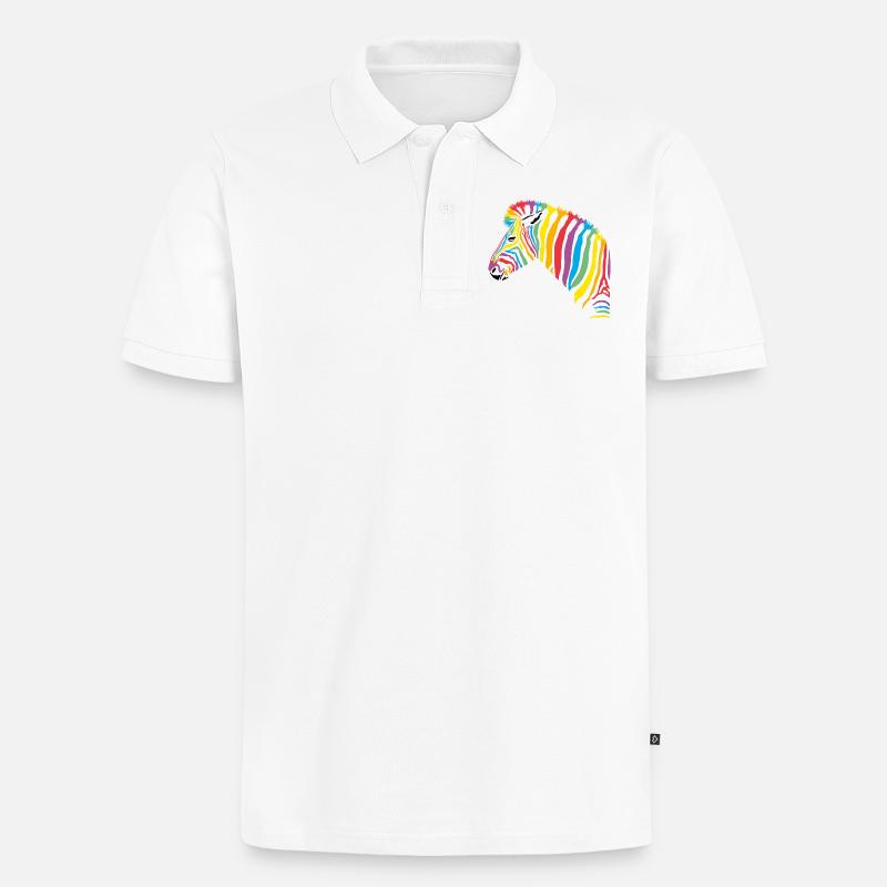 rainbow zebra - Männer Premium Bio Polo Shirt - Weiß