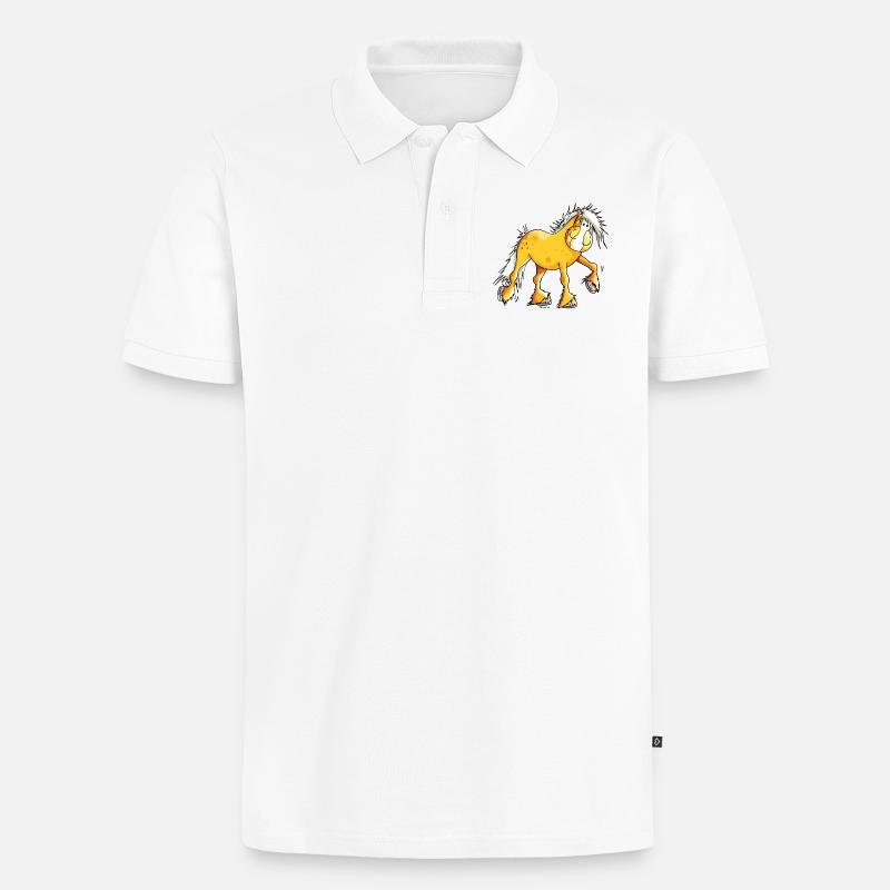 Hera der Haflinger - Männer Premium Bio Polo Shirt - Weiß