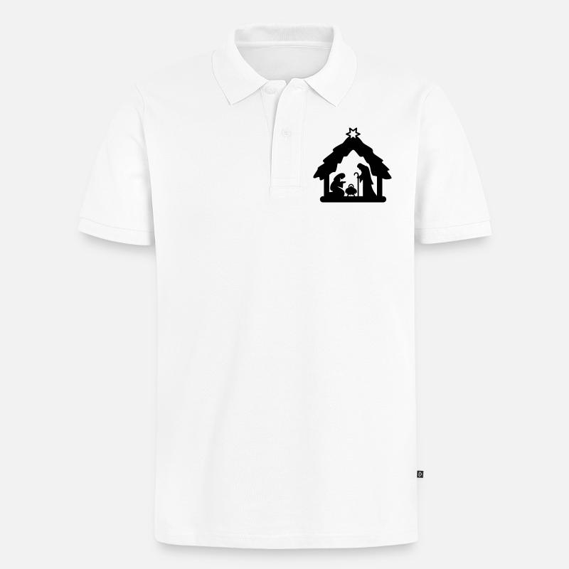 Weihnachtskrippe, Krippenfiguren, heilige Familie - Männer Premium Bio Polo Shirt - Weiß