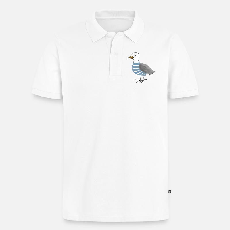 Möwe Maritim - Männer Premium Bio Polo Shirt - Weiß