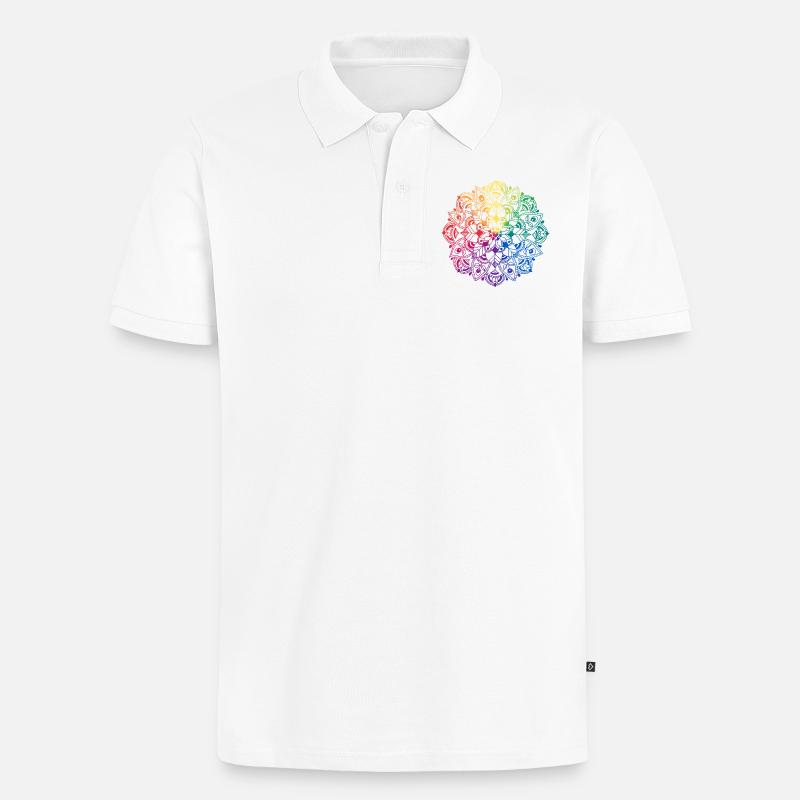Mandala de fleurs - Polo bio Premium Homme - blanc