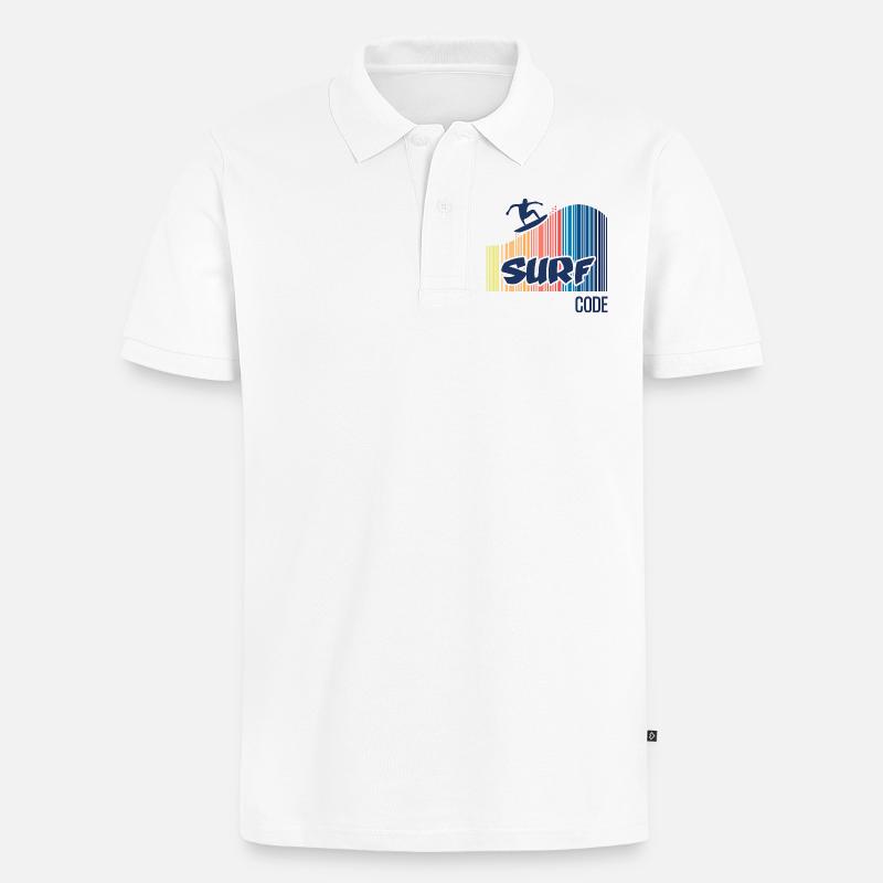 Surf Code - Men's Premium Organic Polo Shirt - white