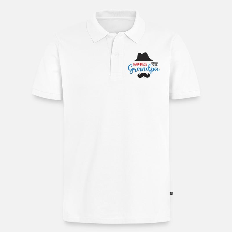 Happines wird Opa genannt - Männer Premium Bio Polo Shirt - Weiß
