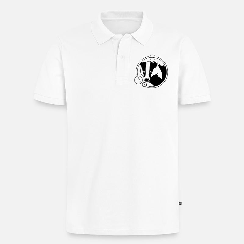 Dachs in geometrischer Form - Line-Art-Design - Männer Premium Bio Polo Shirt - Weiß
