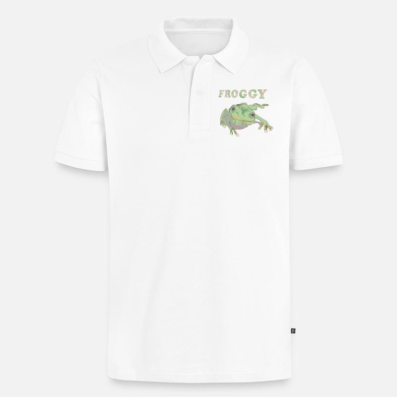 Froggie - Männer Premium Bio Polo Shirt - Weiß