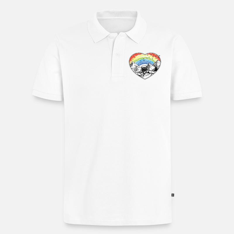 Regenbogenbogen über Bergen - Männer Premium Bio Polo Shirt - Weiß